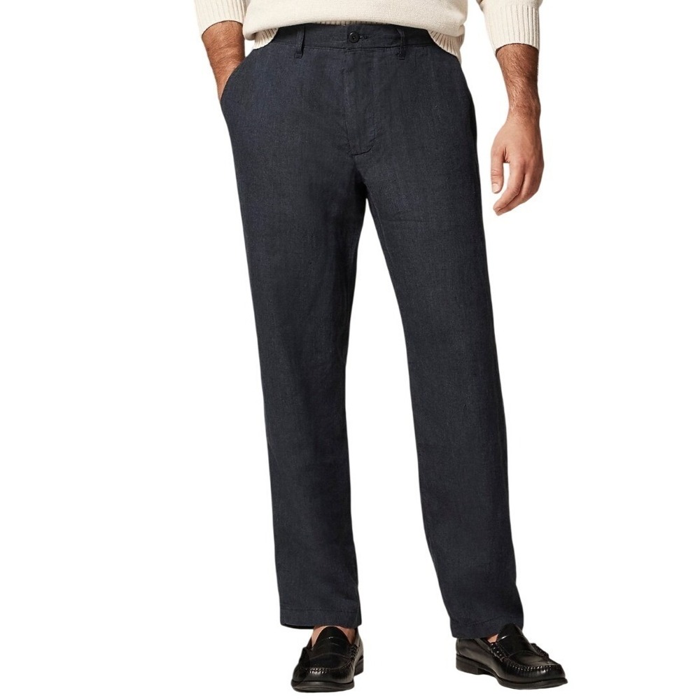 J.Crew Mens Navy Blue Linen Blend Straight Leg Pants‎ CA092 38x32 NWT $128